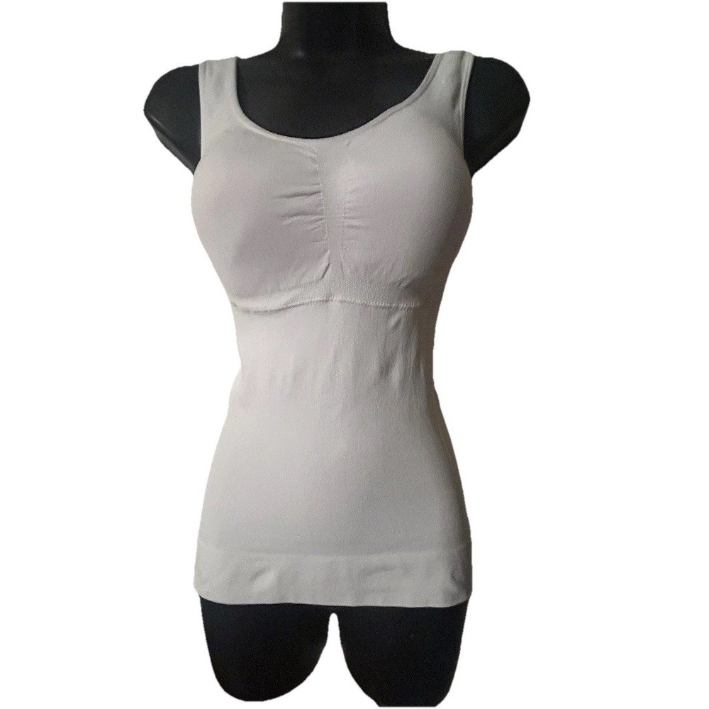 White Compression Top With Built-In Bra, Tank Top Size Large Women's